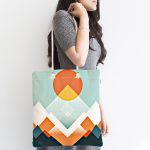 Soyut Güneş Ve Dağ Özel Tasarım Dijital Baskılı Kumaş Plaj Çantası Realhomes