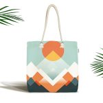 Soyut Güneş Ve Dağ Özel Tasarım Dijital Baskılı Kumaş Plaj Çantası Realhomes