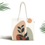 Soyut Yaprak Figürlü Özel Tasarım Dijital Baskılı Kumaş Plaj Çantası Realhomes