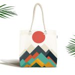 Güneş Ve Dağ Desenli Özel Tasarım Dijital Baskılı Kumaş Plaj Çantası Realhomes