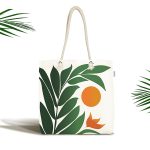 Çiçek Ve Güneş Figürlü Özel Tasarım Dijital Baskılı Kumaş Plaj Çantası Realhomes