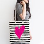 Sevgililer Günü Temalı Özel Tasarım Dijital Baskılı Kumaş Plaj Çantası Realhomes