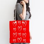 - Canta-9049-1 - Realhomes Sevgililer Günü Temalı Özel Tasarım Dijital Baskılı Kumaş Plaj Çantası Realhomes