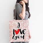 - Canta-9075-1 - Realhomes Sevgililer Günü Temalı Özel Tasarım Dijital Baskılı Kumaş Plaj Çantası Realhomes