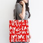 - Canta-9077-1 - Realhomes Sevgililer Günü Temalı Özel Tasarım Dijital Baskılı Kumaş Plaj Çantası Realhomes