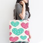 - Canta-9111-1 - Realhomes Sevgililer Günü Temalı Özel Tasarım Dijital Baskılı Kumaş Plaj Çantası Realhomes