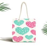 - Canta-9111 - Realhomes Sevgililer Günü Temalı Özel Tasarım Dijital Baskılı Kumaş Plaj Çantası Realhomes