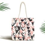 Sevgililer Günü Temalı Özel Tasarım Dijital Baskılı Kumaş Plaj Çantası Realhomes
