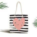 Sevgililer Günü Temalı Özel Tasarım Dijital Baskılı Kumaş Plaj Çantası Realhomes