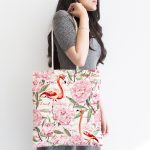 Flamingo Desenli Dijital Baskılı Kumaş Plaj Çantası Realhomes