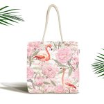 Flamingo Desenli Dijital Baskılı Kumaş Plaj Çantası Realhomes