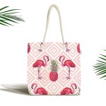 - Canta-920 - Realhomes Flamingo Desenli Dijital Baskılı Kumaş Plaj Çantası Realhomes