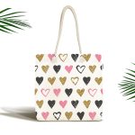 Sevgililer Günü Temalı Özel Tasarım Dijital Baskılı Kumaş Plaj Çantası Realhomes