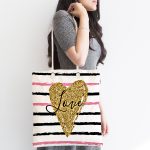 Sevgililer Günü Temalı Özel Tasarım Dijital Baskılı Kumaş Plaj Çantası Realhomes