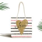 Sevgililer Günü Temalı Özel Tasarım Dijital Baskılı Kumaş Plaj Çantası Realhomes