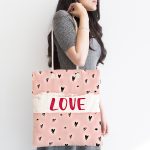 - Canta-9225-1 - Realhomes Sevgililer Günü Temalı Özel Tasarım Dijital Baskılı Kumaş Plaj Çantası Realhomes