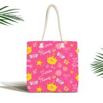 Little Princess Yazılı Dijital Baskılı Özel Tasarım Kumaş Plaj Çantası Realhomes