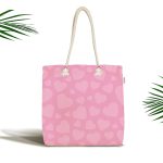 - Canta-9241 - Realhomes Sevgililer Günü Temalı Özel Tasarım Dijital Baskılı Kumaş Plaj Çantası Realhomes