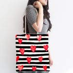 Sevgililer Günü Temalı Özel Tasarım Dijital Baskılı Kumaş Plaj Çantası Realhomes