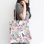 - Canta-940-1 - Realhomes Flamingo Desenli Dijital Baskılı Kumaş Plaj Çantası Realhomes