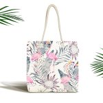 - Canta-940 - Realhomes Flamingo Desenli Dijital Baskılı Kumaş Plaj Çantası Realhomes