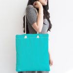 Turkuaz Renkli Dijital Baskılı Kumaş Plaj Çantası Realhomes