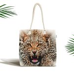 Leopar Resimli Dijital Baskılı Kumaş Plaj Çantası Realhomes