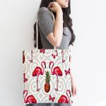 Flamingo Desenli Dijital Baskılı Kumaş Plaj Çantası Realhomes
