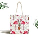 Flamingo Desenli Dijital Baskılı Kumaş Plaj Çantası Realhomes