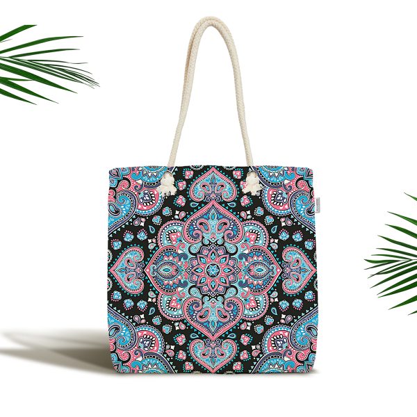 - Canta-991 - Realhomes  Realhomes Düz Vizon Renkli Dijital Baskılı Kumaş Plaj Çantası Realhomes