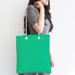 Realhomes Düz Açık Yeşil Renkli Dijital Baskılı Kumaş Plaj Çantası Realhomes