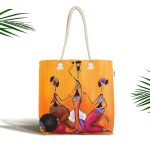 Etnik Arap 3 Kız Tasarımlı Dijital Baskılı Kumaş Plaj Çantası Realhomes