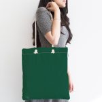 Realhomes Düz Koyu Yeşil Renkli Dijital Baskılı Kumaş Plaj Çantası Realhomes