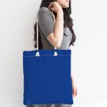 Realhomes Lacivert Renkli Dijital Baskılı Kumaş Plaj Çantası Realhomes