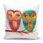 Baykuş Desenli Dijital Baskılı Dekoratif Modern Yastık Kırlent Kılıfı Realhomes
