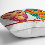 Baykuş Desenli Dijital Baskılı Dekoratif Modern Yastık Kırlent Kılıfı Realhomes