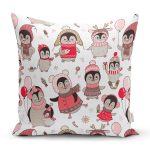 - Mobile - Realhomes Realhomes Sevimli Penguen ve Yavruları Özel Tasarım Dijital Baskılı Modern Yastık Kırlent Kılıfı Realhomes