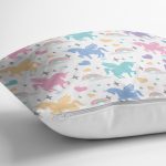 - Basic CMYK - Realhomes Realhomes Renkli Unicorn At Tasarımlı Dijital Baskılı Modern Yastık Kırlent Kılıfı Realhomes