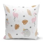 - Основные RGB - Realhomes Realhomes Sevimli Flamingo ve Fil Desenli Özel Tasarım Dijital Baskılı Modern Yastık Kırlent Kılıfı Realhomes