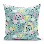 Realhomes Gökkuşağı Tasarımlı Dijital Baskılı Modern Yastık Kırlent Kılıfı Realhomes