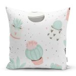 Realhomes Küçük Kaktüs Motifli Özel Tasarım Dijital Baskılı Modern Yastık Kırlent Kılıfı Realhomes
