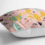 - Pink Desert pattern - Realhomes  Realhomes Pembe Zeminli Kaktüs Tasarımlı Dijital Baskılı Modern Yastık Kırlent Kılıfı Realhomes