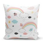 - seamless pattern - Realhomes  Realhomes Gökkuşağı ve Kelebek Motifli Özel Tasarım Dijital Baskılı Modern Yastık Kırlent Kılıfı Realhomes