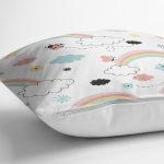 - seamless pattern - Realhomes  Realhomes Gökkuşağı ve Kelebek Motifli Özel Tasarım Dijital Baskılı Modern Yastık Kırlent Kılıfı Realhomes