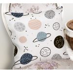 - Печать - Realhomes Realhomes Gezegen Çizimli Özel Tasarım Dijital Baskılı Modern Yastık Kırlent Kılıfı Realhomes