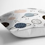 - Печать - Realhomes Realhomes Gezegen Çizimli Özel Tasarım Dijital Baskılı Modern Yastık Kırlent Kılıfı Realhomes