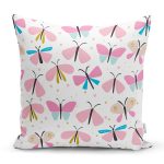 Realhomes Kelebek Çizimli Özel Tasarım Dijital Baskılı Modern Yastık Kırlent Kılıfı Realhomes