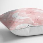 Realhomes Renkli Bulutlar Arasında Ay Yıldız Tasarımlı Dijital Baskılı Modern Yastık Kırlent Kılıfı Realhomes