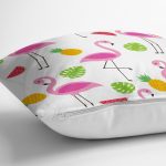 Realhomes Meyveler Arasında Flamingo Tasarımlı Dijital Baskılı Modern Yastık Kırlent Kılıfı Realhomes