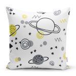 - Печать - Realhomes Gezegen Motifli Dijital Baskılı Özel Tasarım Modern Yastık Kırlent Kılıfı Realhomes